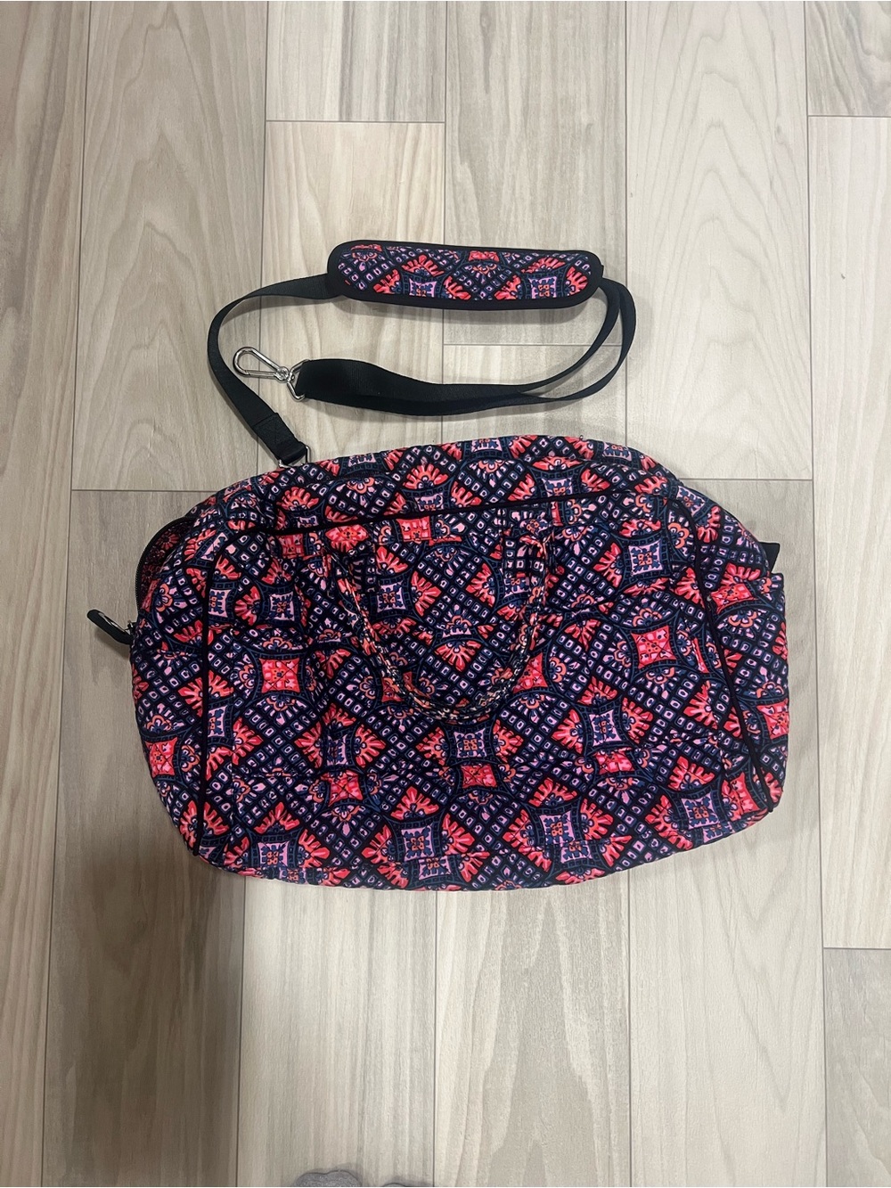 Vera Bradley Navy and Coral Quilted Crossbody Travel Bag